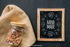 Slate Mockup With Nuts In Glass Psd