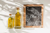 Slate Mockup With Olive Oil Concept Psd