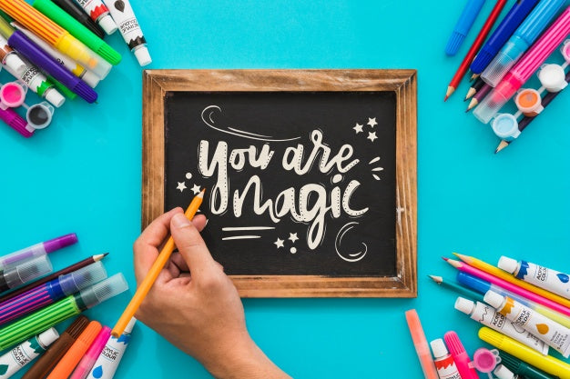 Slate Mockup With Paint Materials Psd