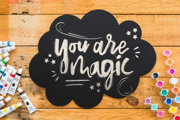 Slate Mockup With Paint Materials Psd