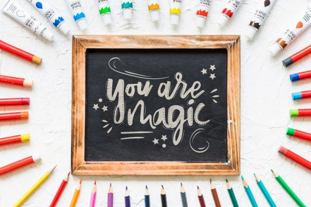 Slate Mockup With Paint Materials Psd