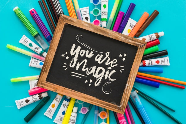 Slate Mockup With Paint Materials Psd