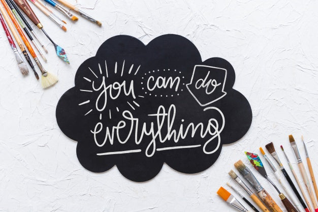 Slate Mockup With Paint Materials Psd