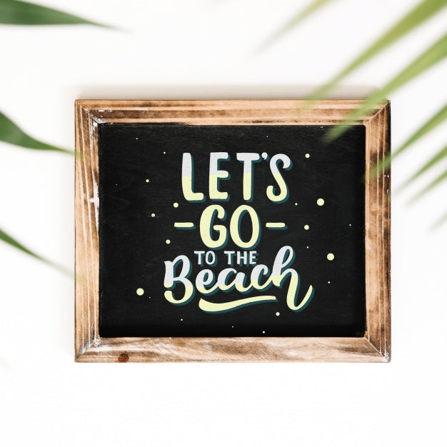 Slate Mockup With Palm Tree Leaf Psd