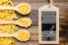 Slate Mockup With Pasta Concept On Wooden Spoons Psd