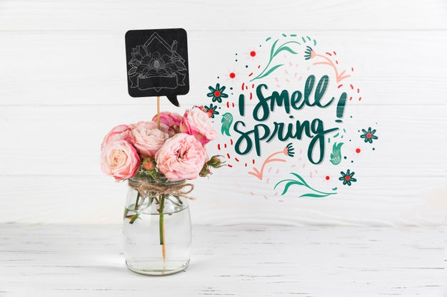 Slate Mockup With Spring Concept Psd