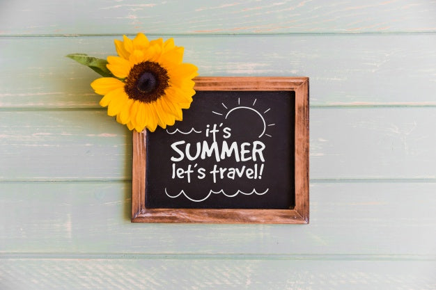 Slate Mockup With Sunflower Psd