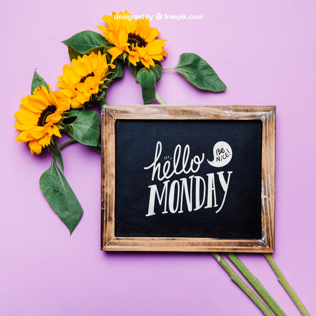 Slate Mockup With Sunflowers Psd