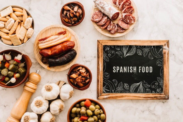 Slate Mockup With Traditional Spanish Food Psd