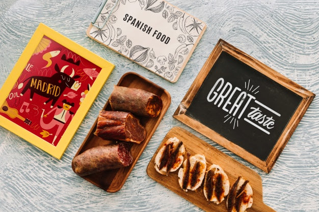 Slate Mockup With Traditional Spanish Food Psd