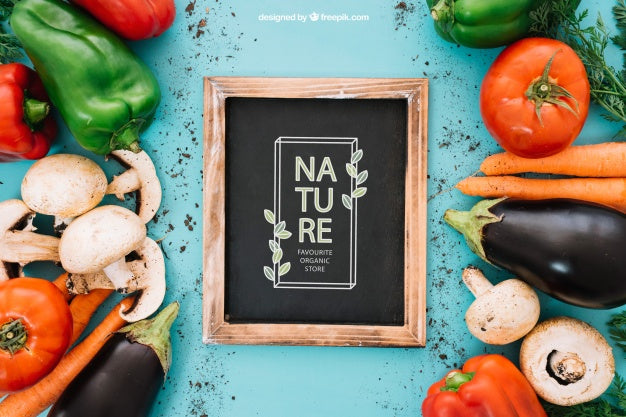 Slate Mockup With Vegetables Psd