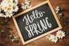 Slate Template For Spring With Flowers Psd