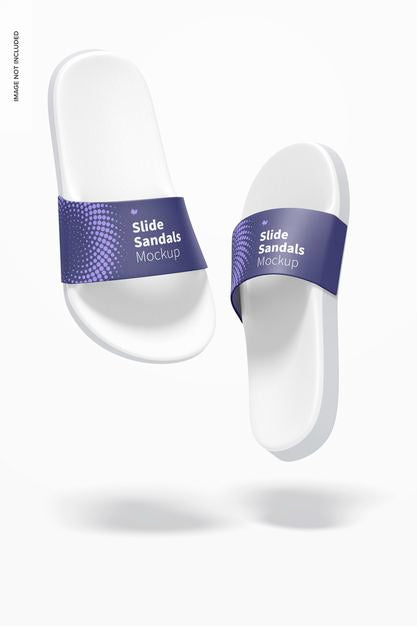 Slide Sandals Mockup, Falling Psd