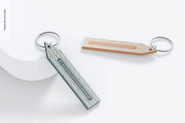 Slim Silicone Keychains Mockup Psd