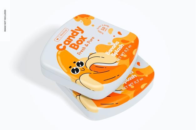 Slit Up Candy Box Mockup, Stacked Psd