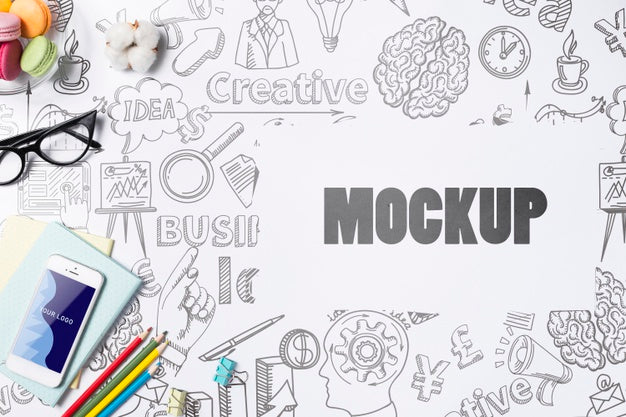 Small Agenda And Sweet Snack At Office Psd