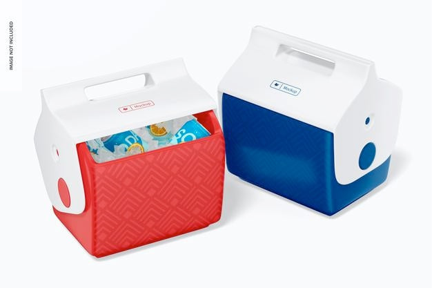 Small Coolers Mockup, Opened And Closed Psd