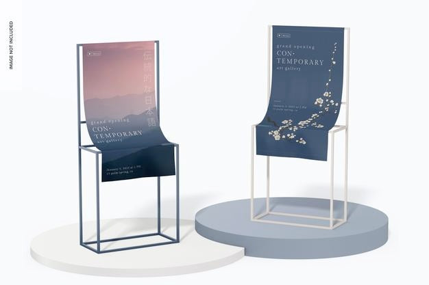 Small Exhibition Poster Stands Mockup Psd