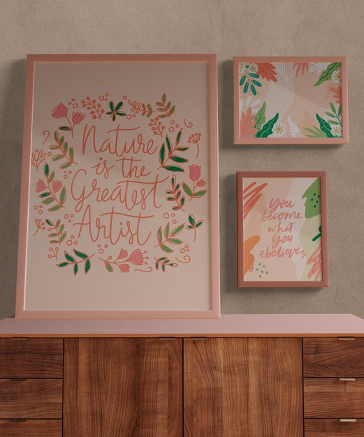 Small Minimalist Frames Mock-Up Close-Up Psd