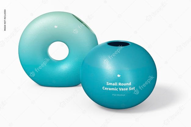 Small Round Ceramic Vase Set Mockup Psd