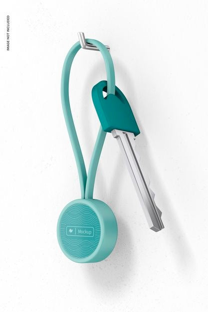 Small Silicone Keychain Mockup, Hanging Psd