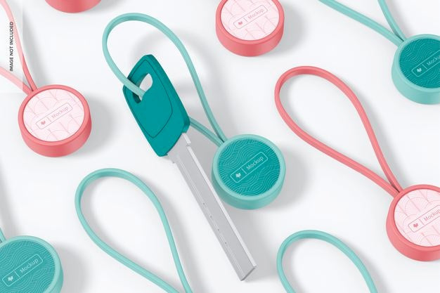 Small Silicone Keychain Mockup, Mosaic Psd