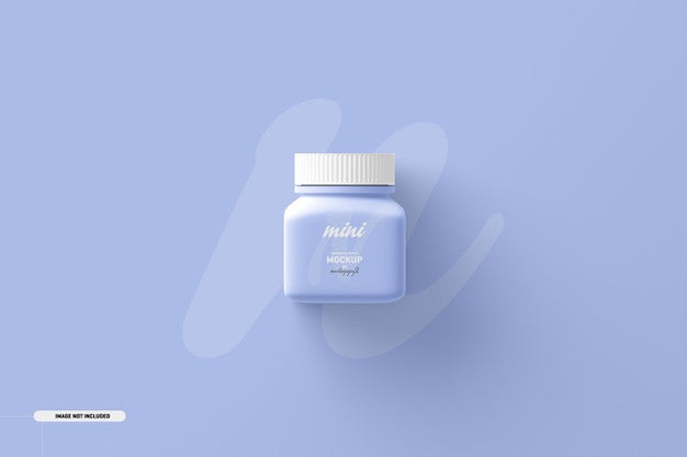 Small Square Pill Supplement Bottle Mockup Psd