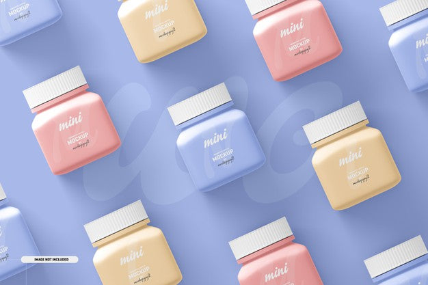 Small Square Pill Supplement Bottle Mockup Psd