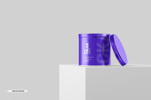Small Tin Jar Packaging Mockup Psd