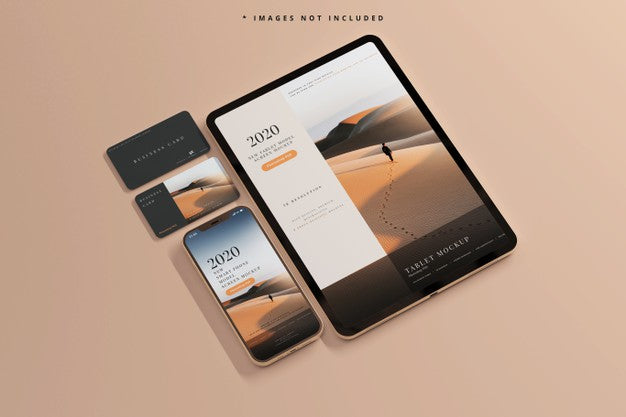 Smart Phone And Tablet With Business Cards Mockups Psd