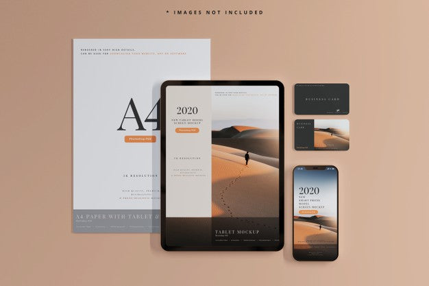Smart Phone And Tablet With Business Cards Mockups Psd