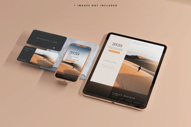 Smart Phone And Tablet With Business Cards Mockups Psd