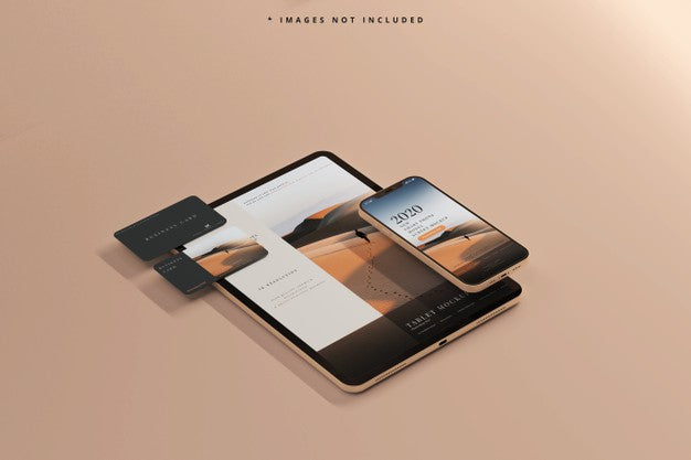 Smart Phone And Tablet With Business Cards Mockups Psd