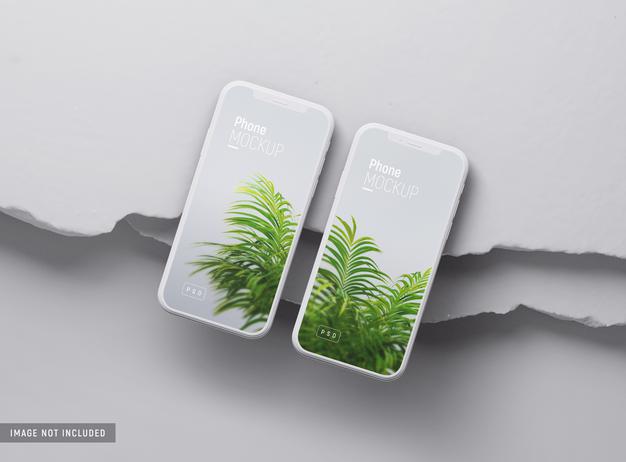 Smart Phones Mockup Top View Psd