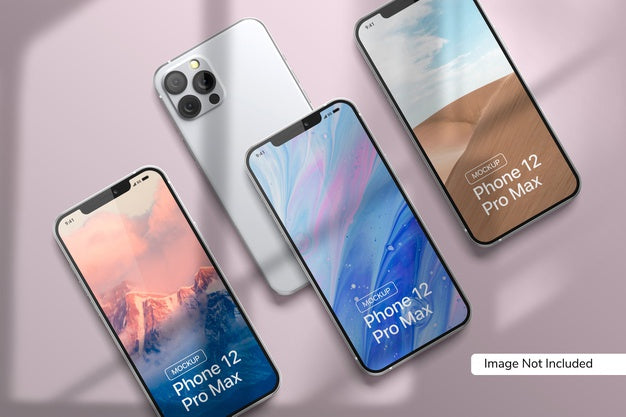 Smartphone 12 Pro Max Mockup With Shadow Overlay Psd