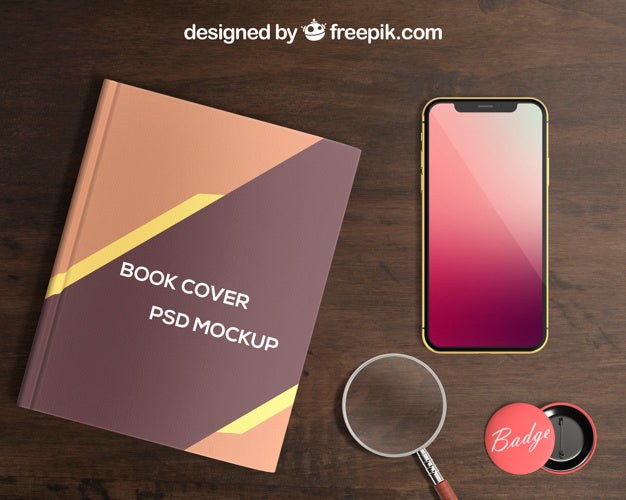 Smartphone and Book Cover Mockup