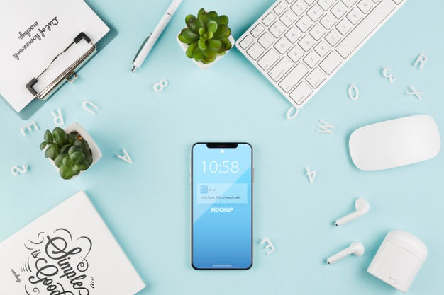 Smartphone And Keyboard Arrangement Psd