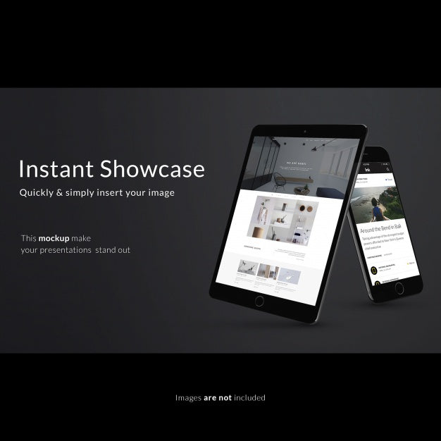 Smartphone And Tablet On Black Background Mock Up Psd