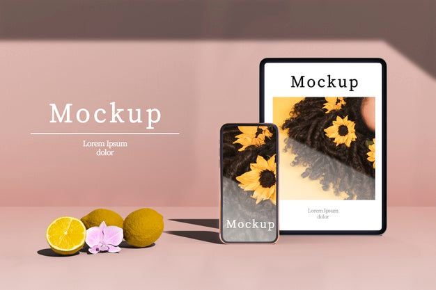 Smartphone And Tablet With Citrus Psd