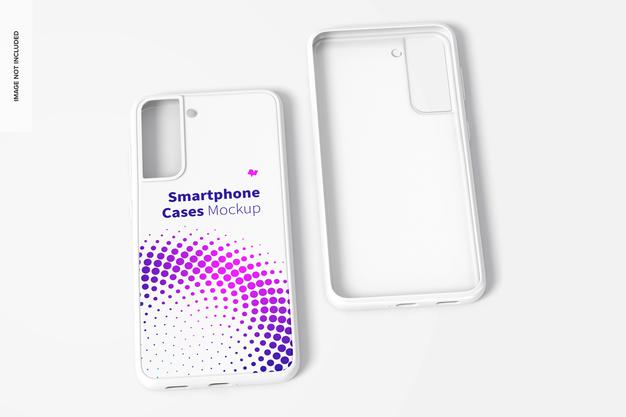 Smartphone Cases Mockup, Front And Back View Psd