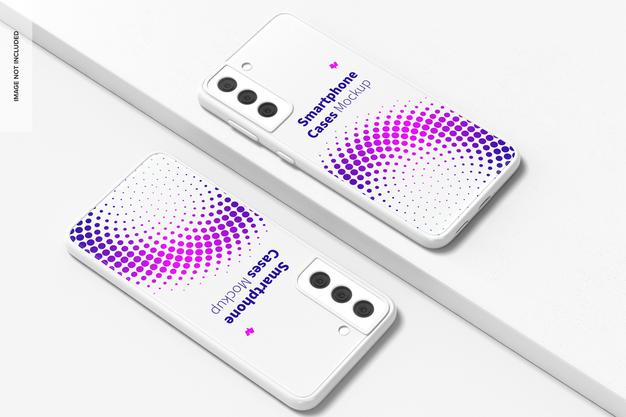 Smartphone Cases Mockup, Perspective View Psd