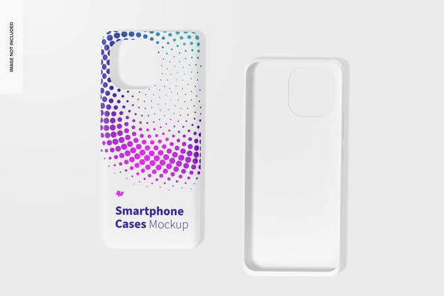 Smartphone Cases Mockup, Top View Psd