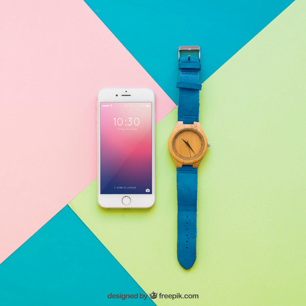 Smartphone Display And Watch Mockup Psd