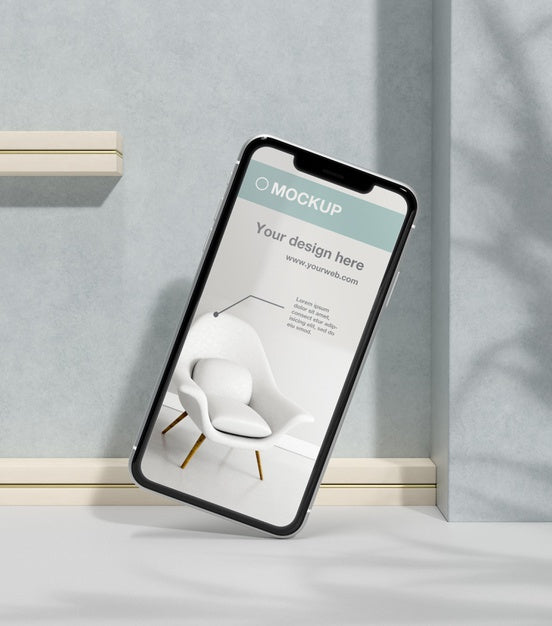 Smartphone Mock-Up Arrangement With Stone And Metallic Elements Psd