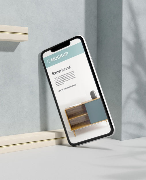 Smartphone Mock-Up Composition With Stone And Metallic Elements Psd