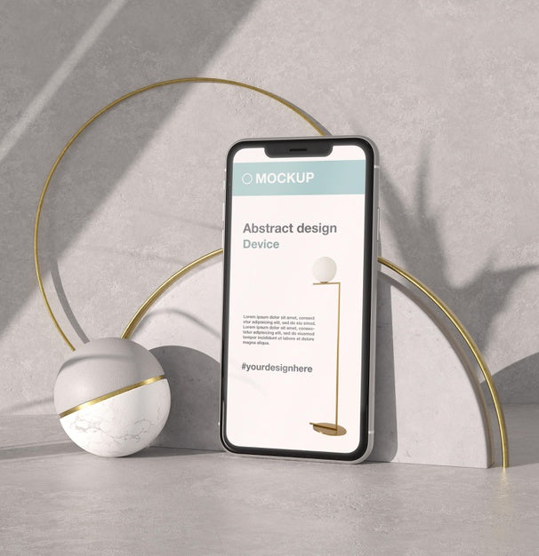 Smartphone Mock-Up Presentation With Stone And Metallic Elements Psd