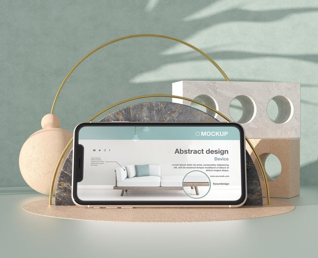 Smartphone Mock-Up Presentation With Stone And Metallic Elements Psd
