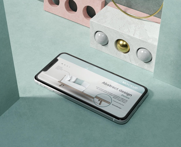 Smartphone Mock-Up Presentation With Stone And Metallic Elements Psd