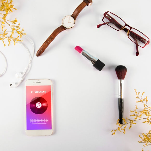 Smartphone Mockup And Make Up Elements Psd