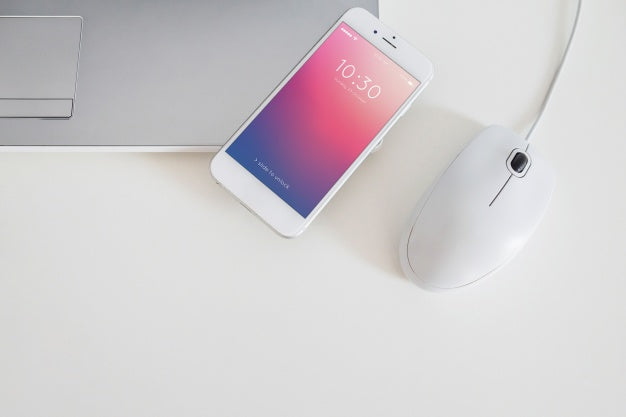 Smartphone Mockup For App Presentation Next To Computer Mouse Psd